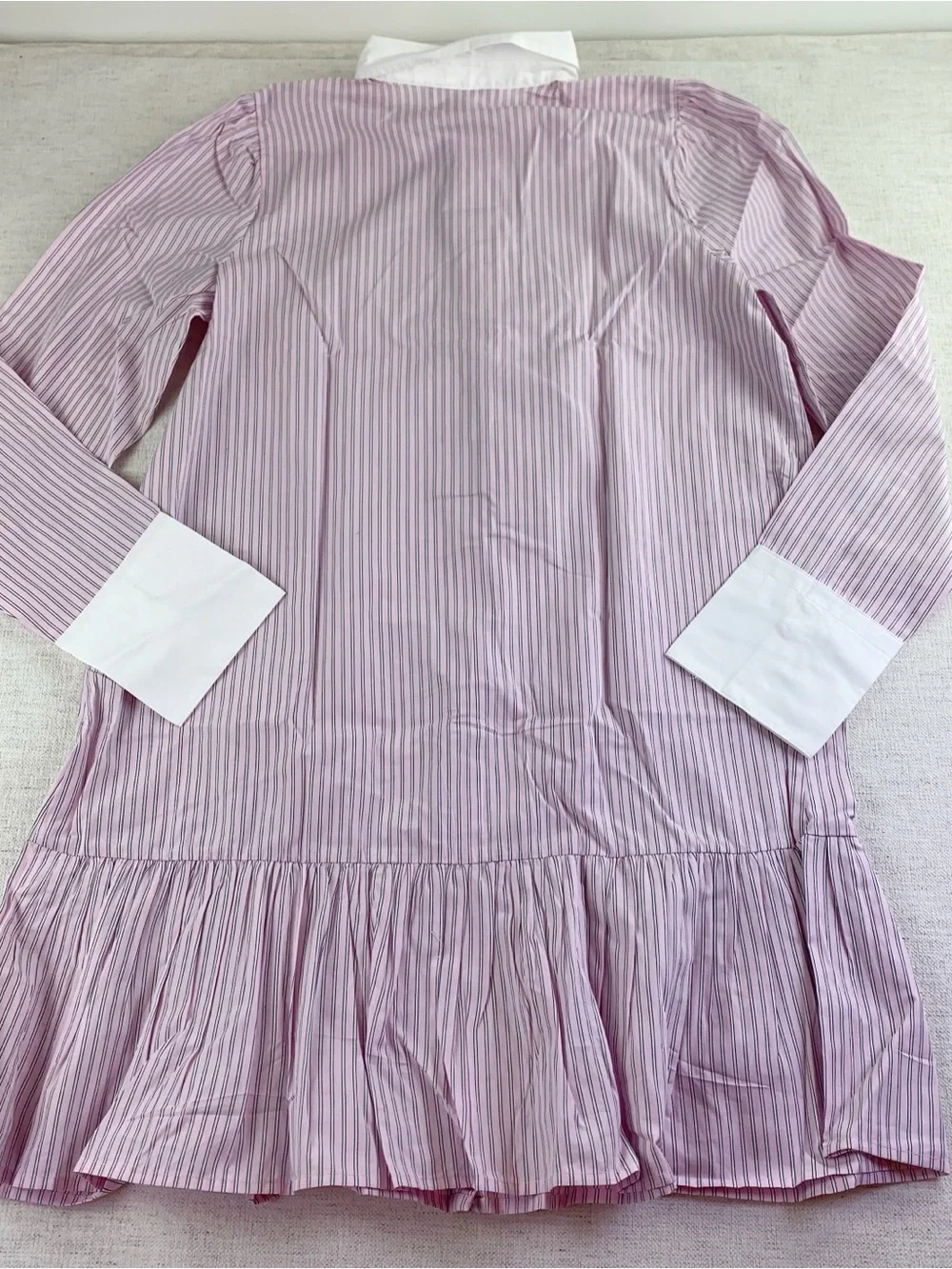 J crew women's 8 Tiered shirt-dress in striped cotton poplin long sleeve belted